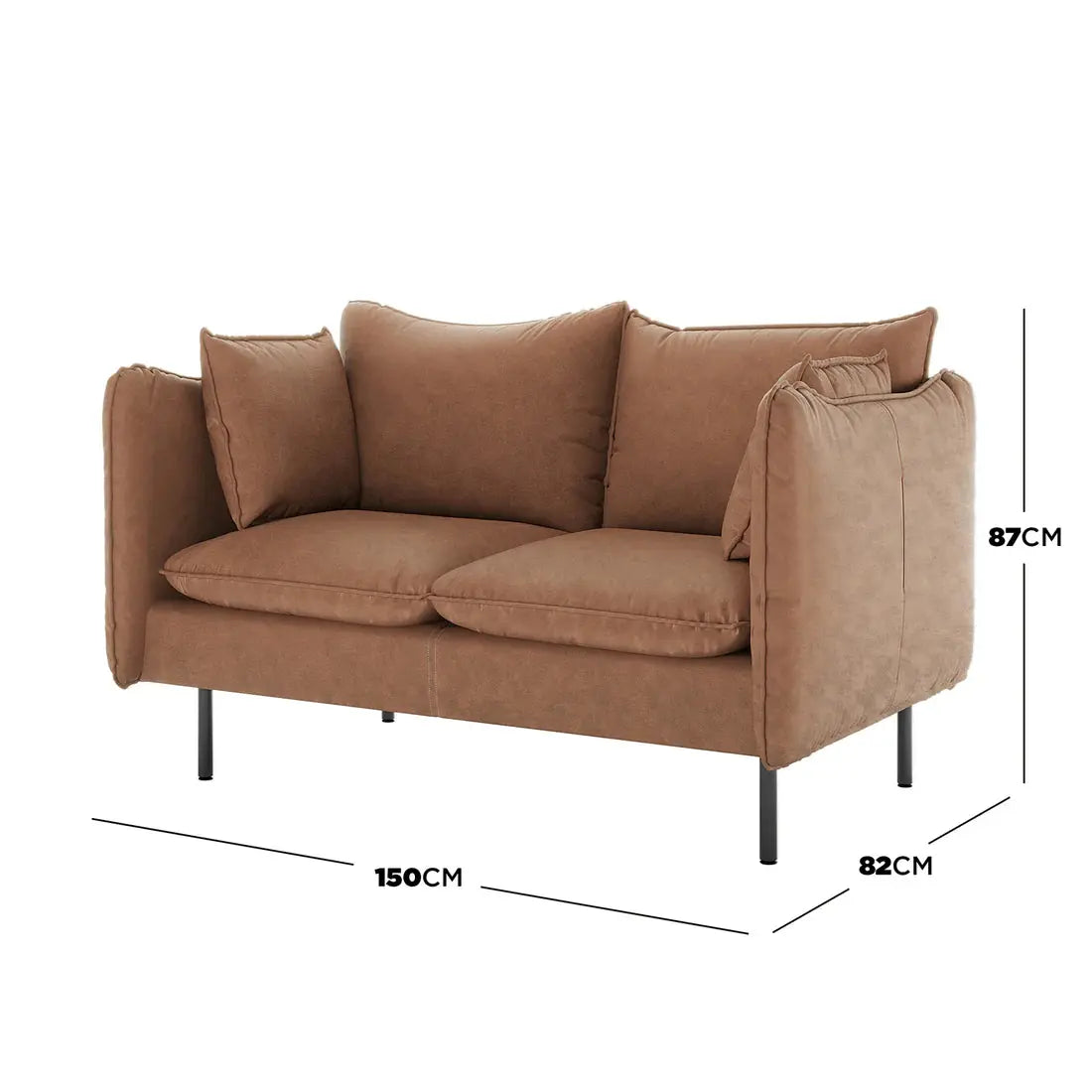 Cassian Chocolate PU Leather Sofa Australia Beyond Living