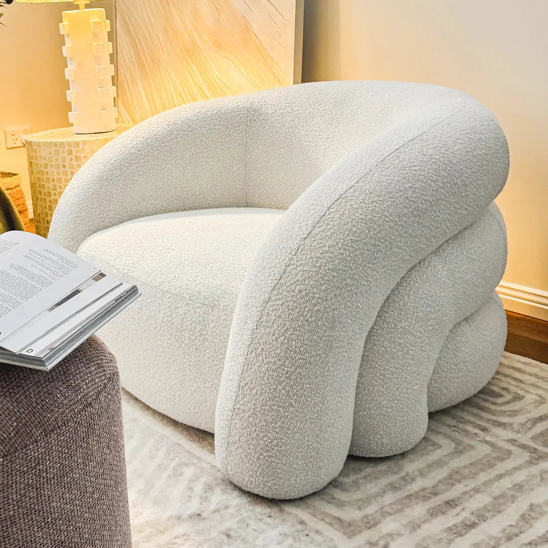 Clioz 4 Seater Curved Boucle Lounge Australia Beyond Living