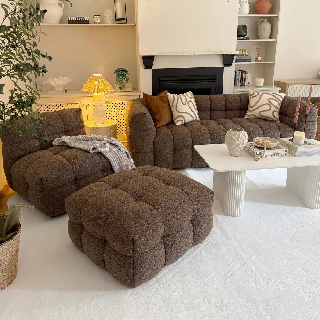 Norah Boucle Sofa Set with Ottoman Australia Beyond Living