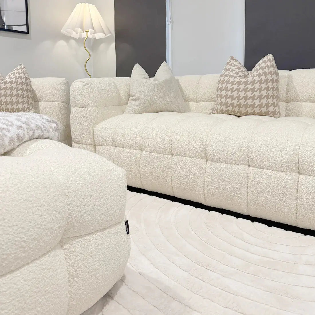 Norah Boucle Sofa Set with Ottoman Australia Beyond Living