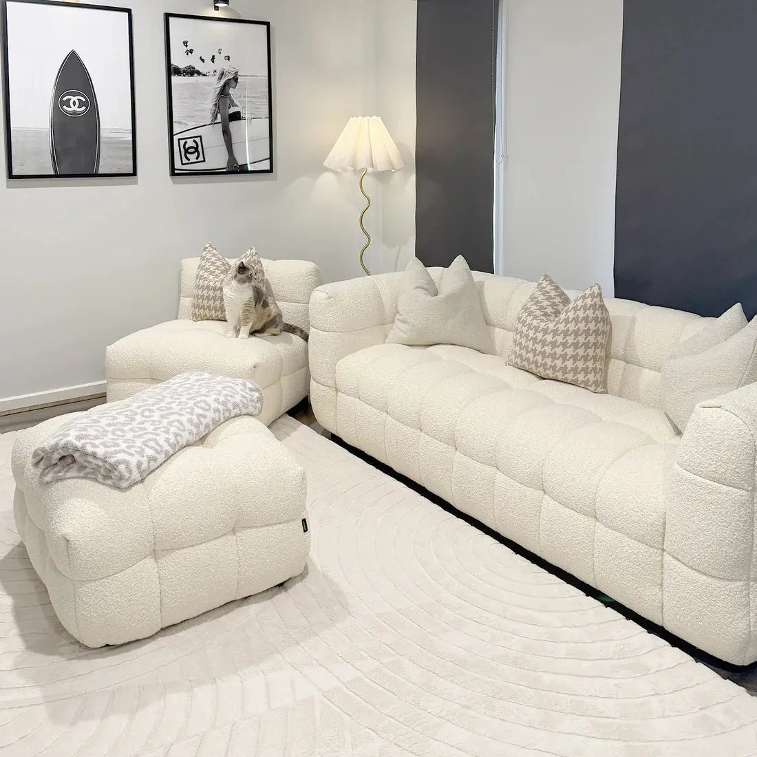 Norah Boucle Sofa Set with Ottoman Australia Beyond Living