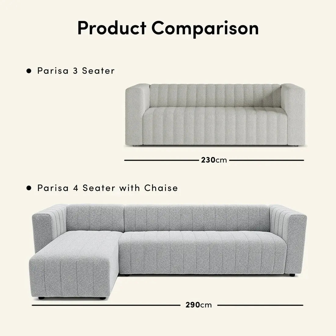 Parisa Tufted Boucle Sofa with Chaise Australia Beyond Living