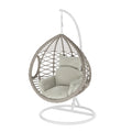 Large wicker outdoor hanging egg chair with sage cushion