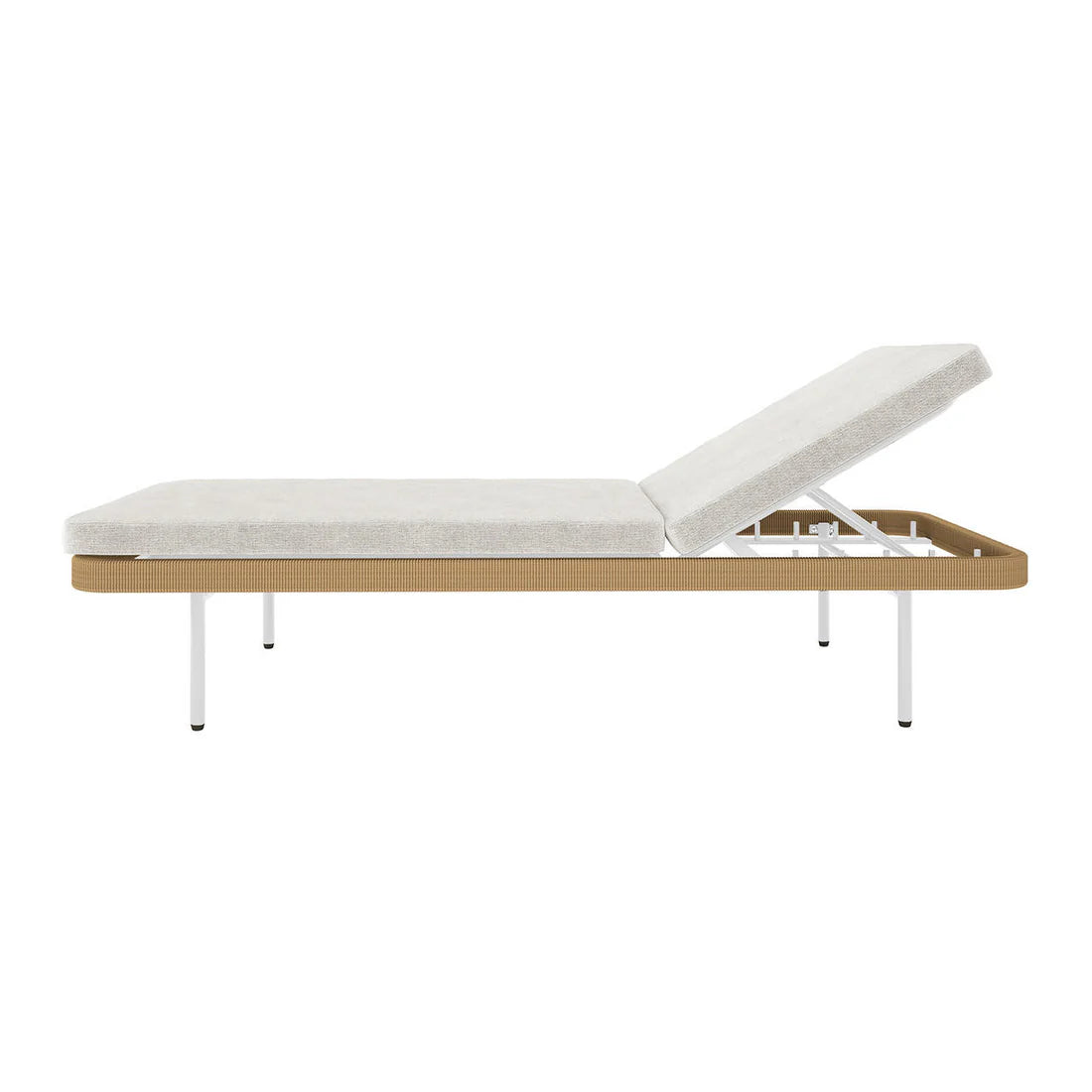 Light beige outdoor sun lounger for garden and poolside