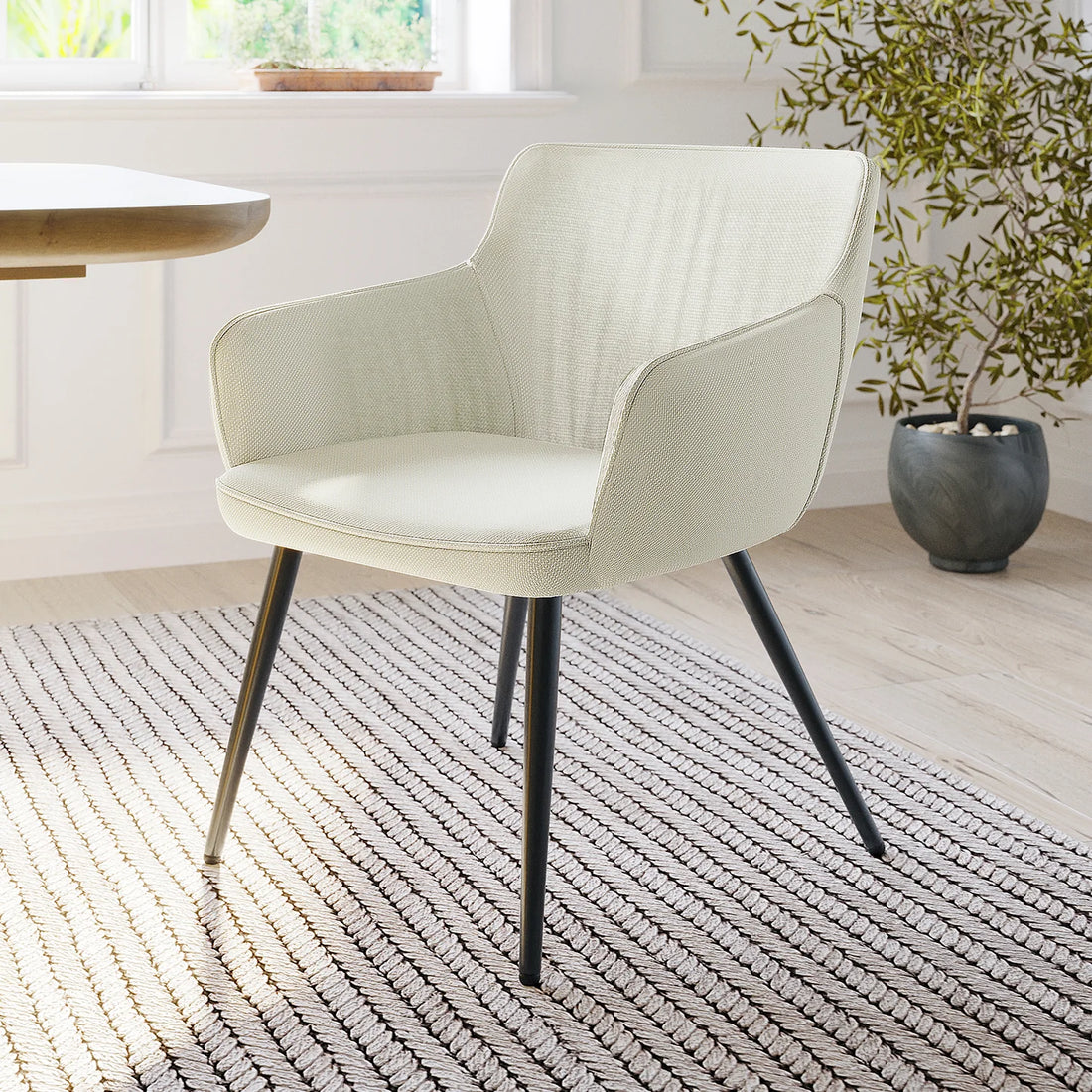 Linen dining chair with arms set Australia