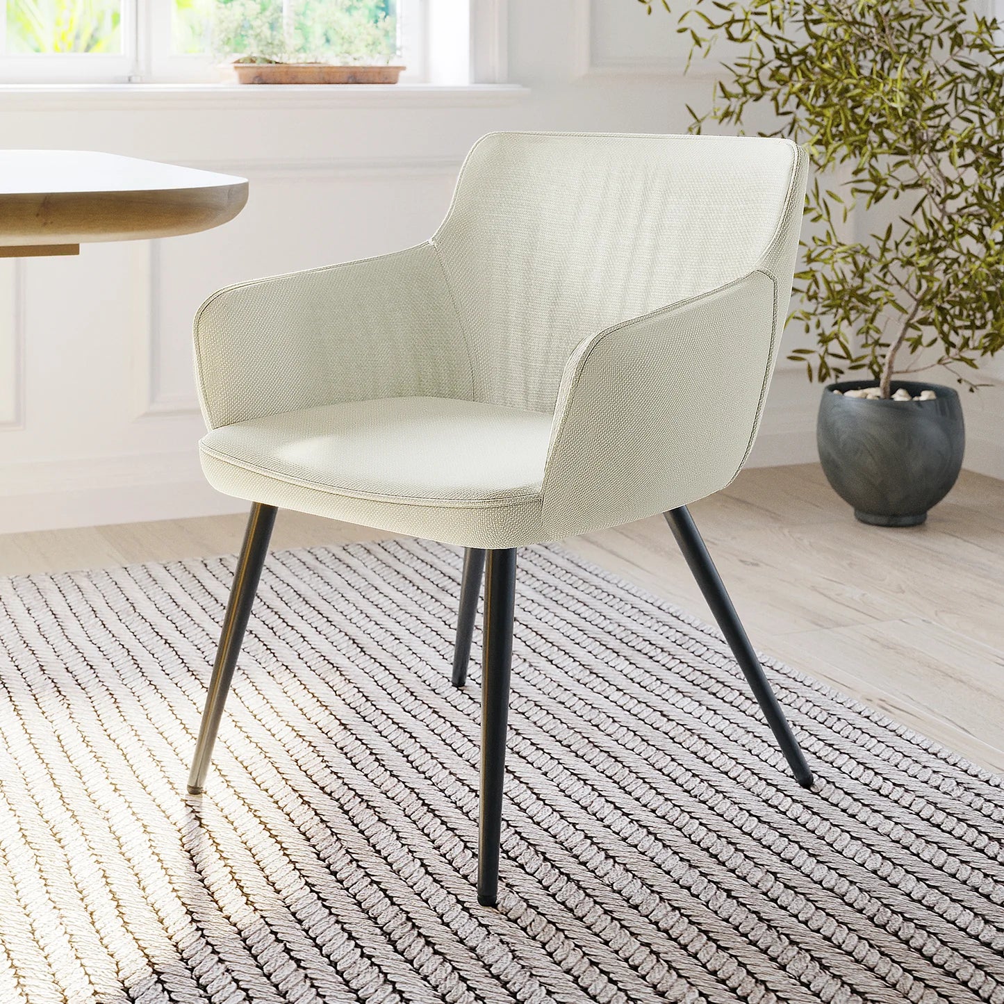 Linen dining chair with arms set Australia