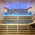 Loyly Finnish sauna heating stones and timber interior