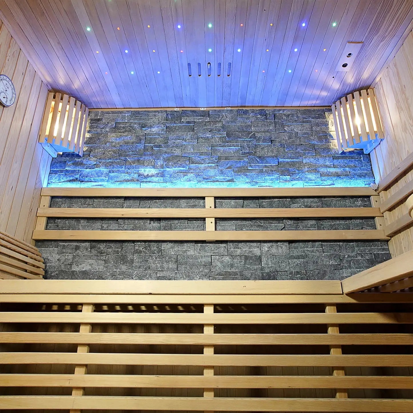 Loyly Finnish sauna heating stones and timber interior