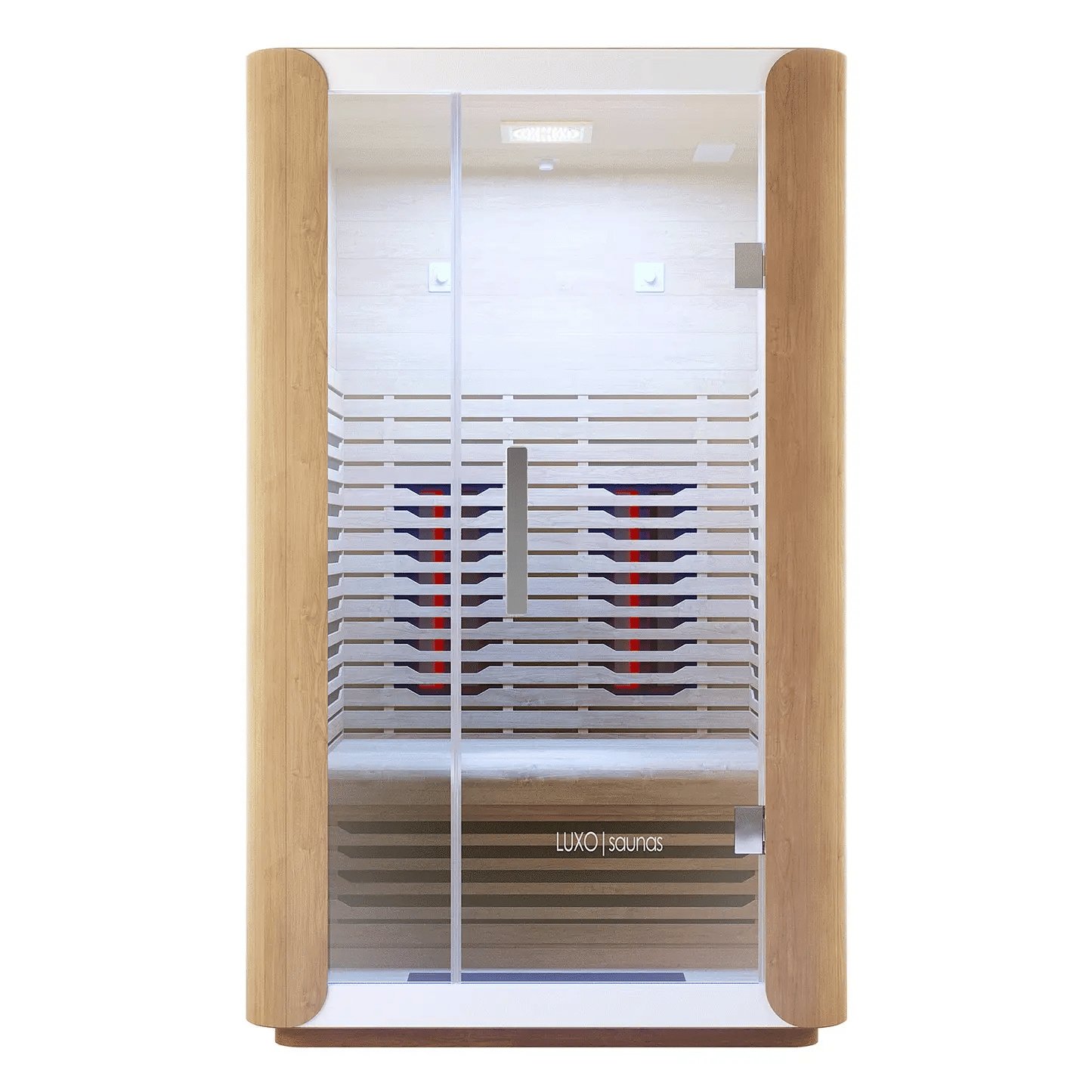 Lue curved glass infrared sauna interior seating