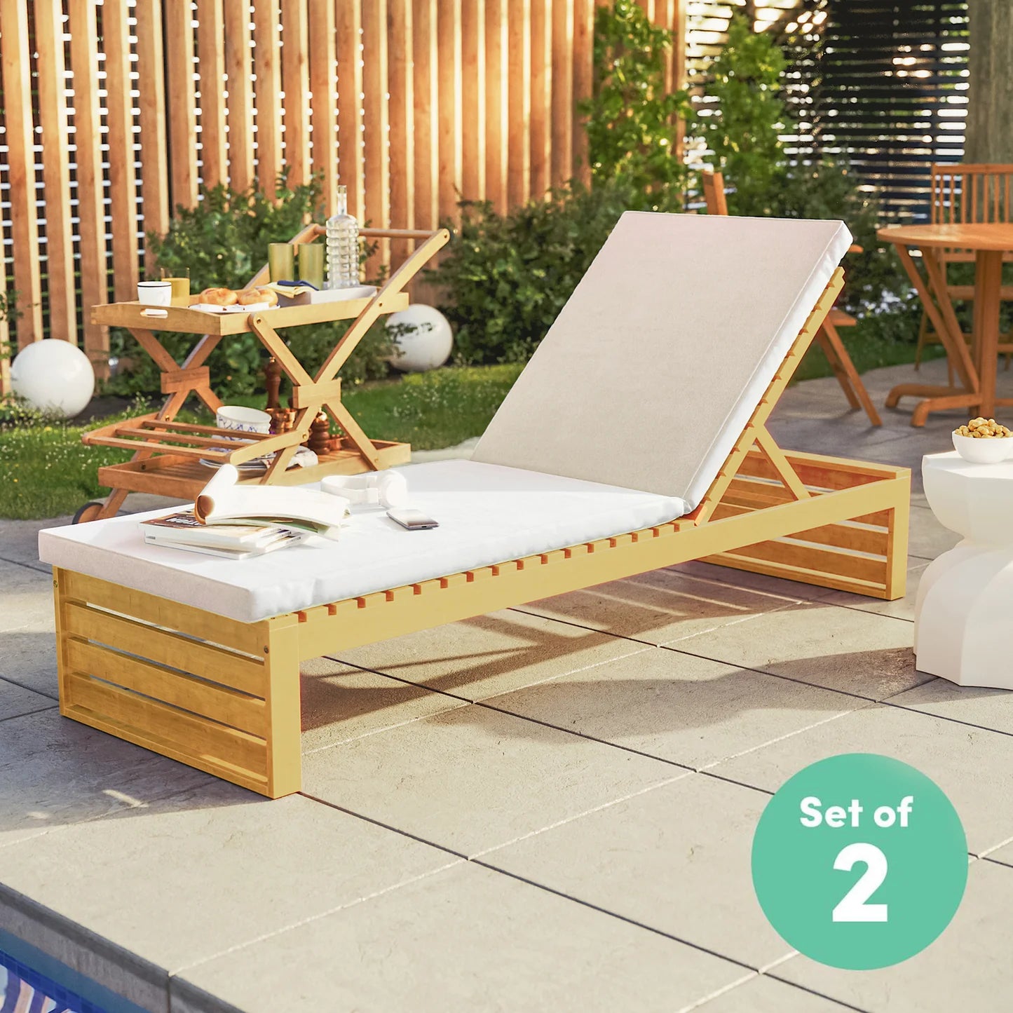 Luxury outdoor sun lounger set with cushions for garden relaxation