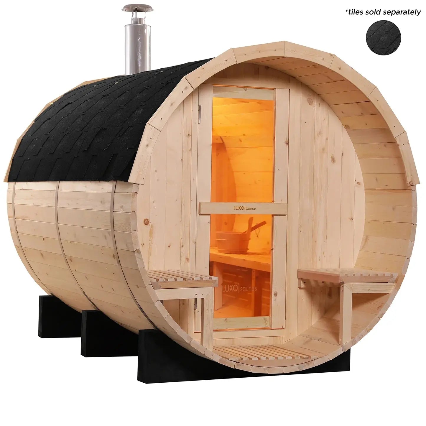 Luxury outdoor wellness sauna setup