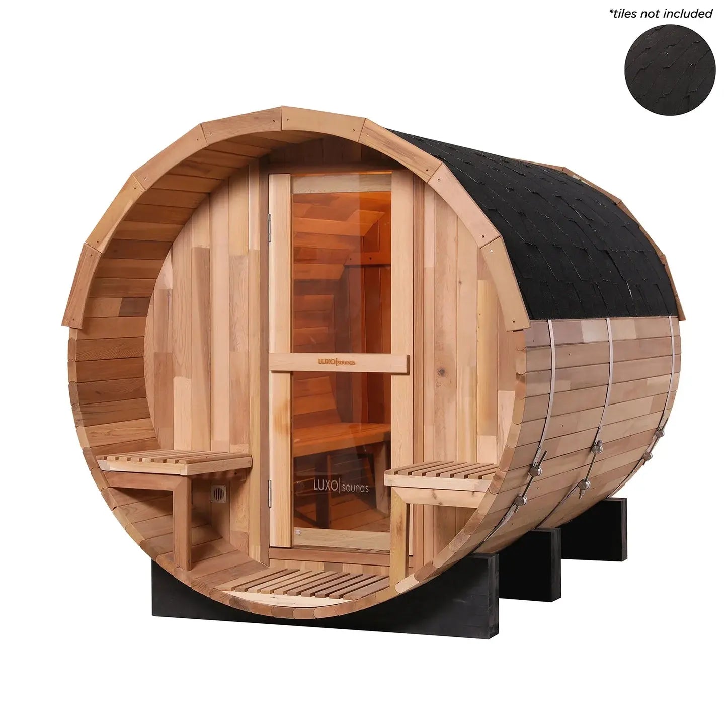 Luxury red cedar wellness sauna setup