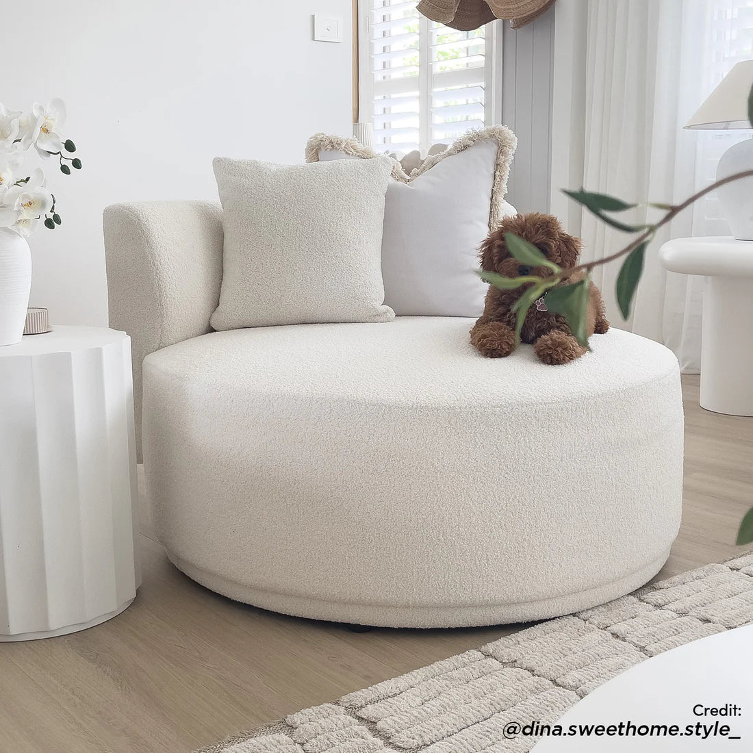 Lyana boucle accent chair Australia cream white