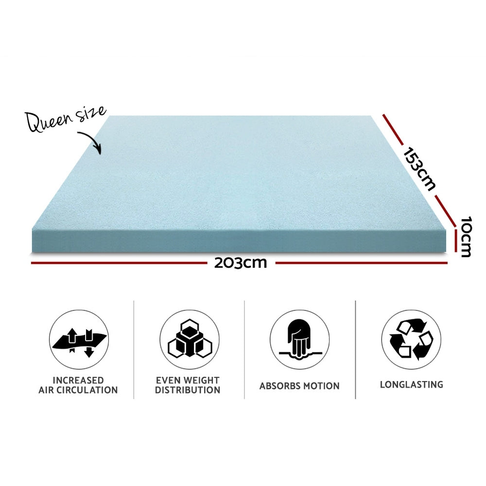 Giselle Cool Gel Memory Foam Topper 10cm Queen