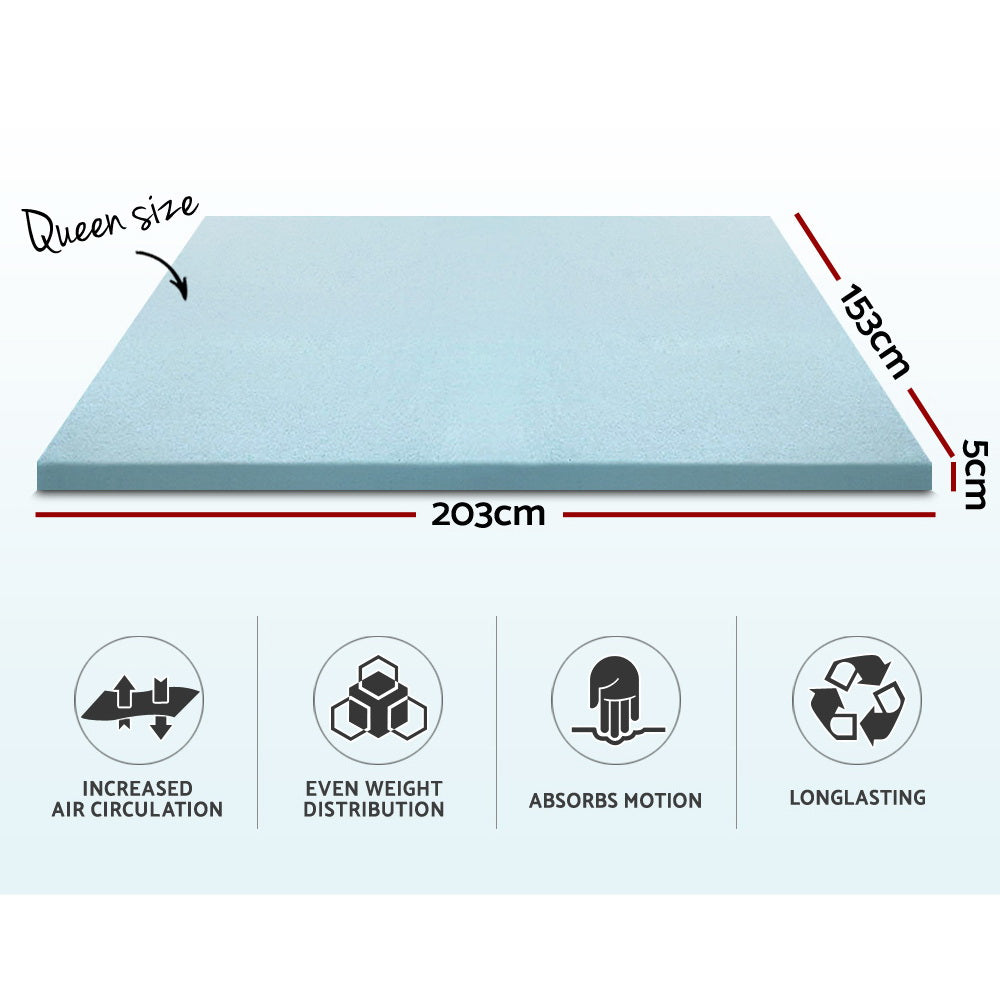 Giselle Cool Gel Memory Foam Topper 5cm Queen