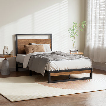 Artiss DANE Single Bed Frame – Industrial Black Wood