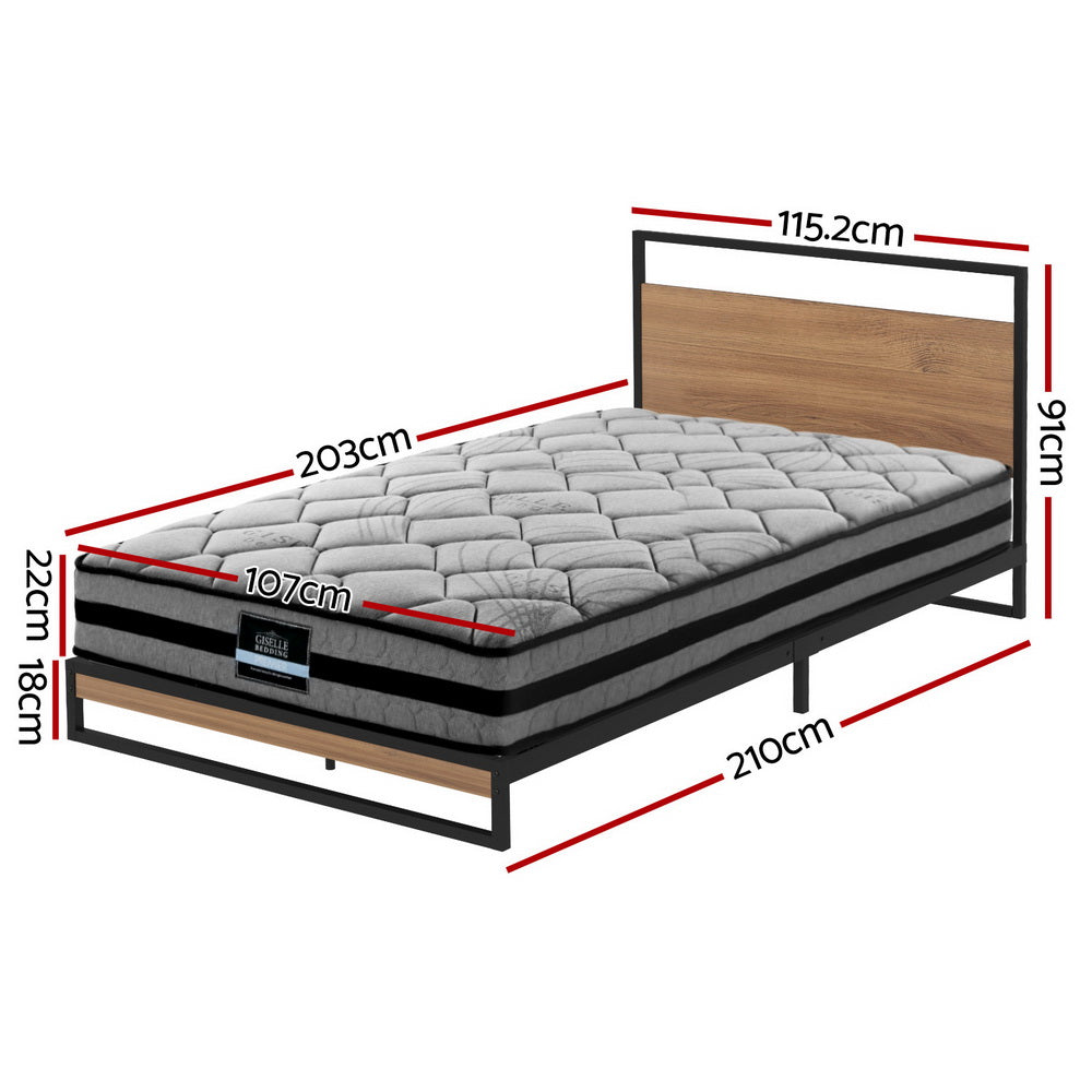 Artiss Dane King Single Bed Frame with Wendell Mattress