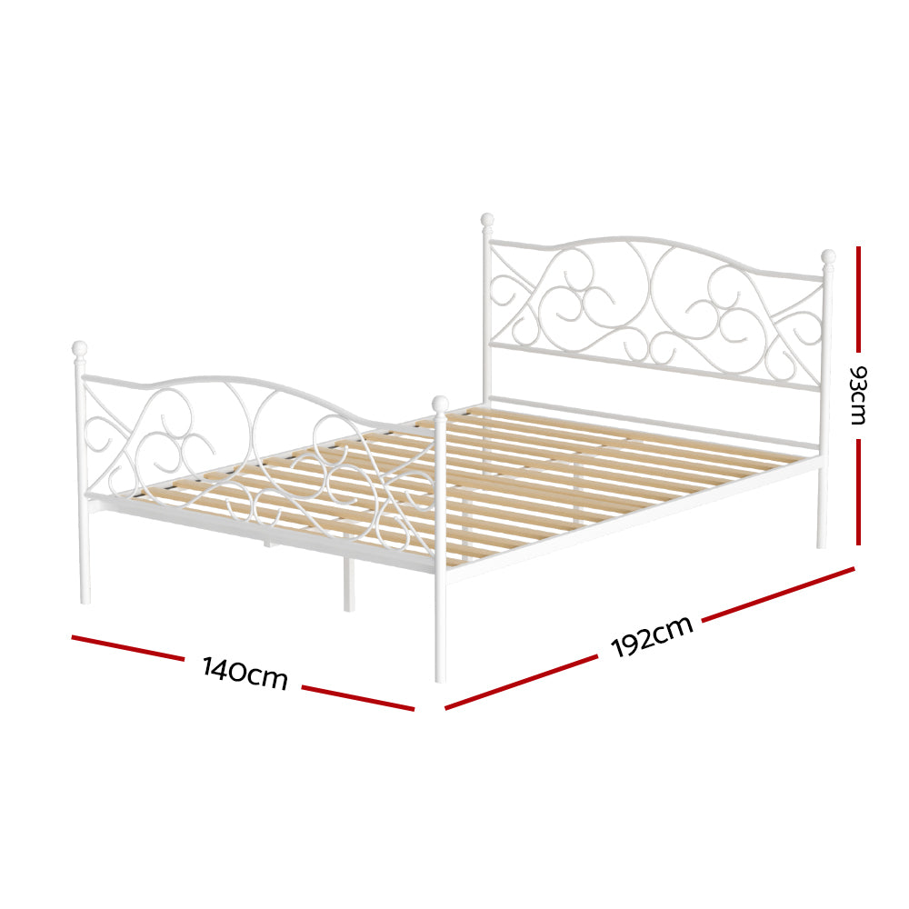 Artiss GROA Double Metal Bed Frame – White