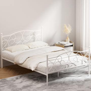 Artiss GROA Double Metal Bed Frame – White