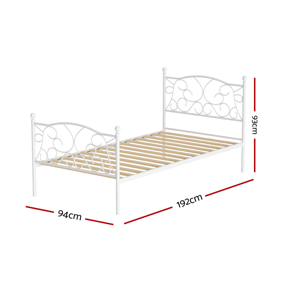 Artiss GROA Single Metal Bed Frame – White