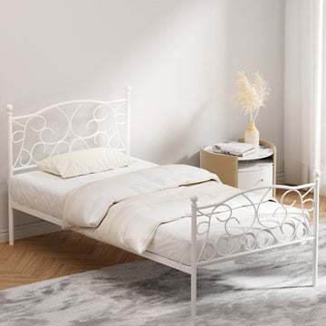 Artiss GROA Single Metal Bed Frame – White