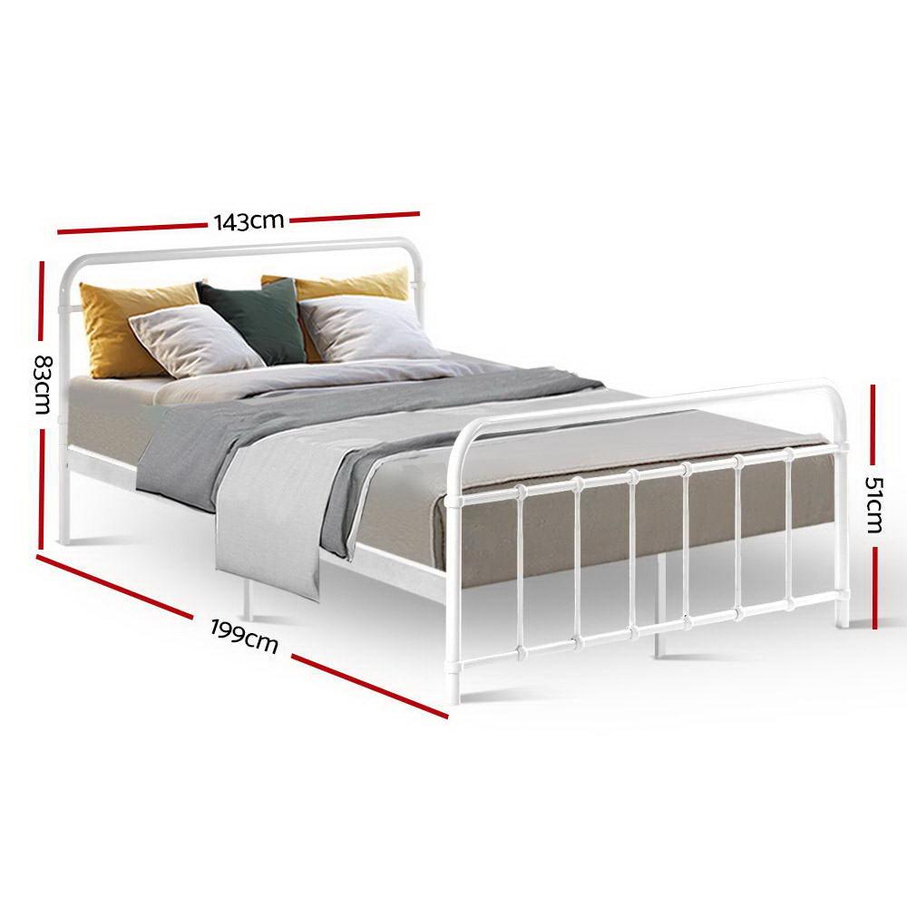 Artiss Leo Double Metal Bed Frame – White