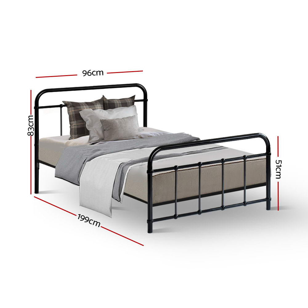 Artiss LEO Single Metal Bed Frame – Black Steel