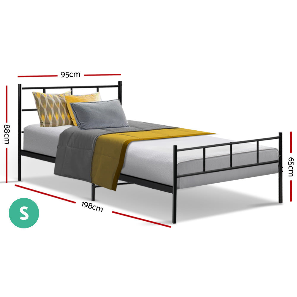 Artiss SOL Single Metal Bed Frame – Black Steel