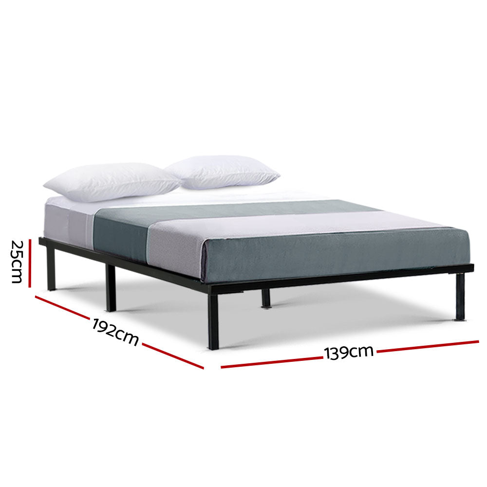 Artiss Ted Double Metal Bed Frame – Black