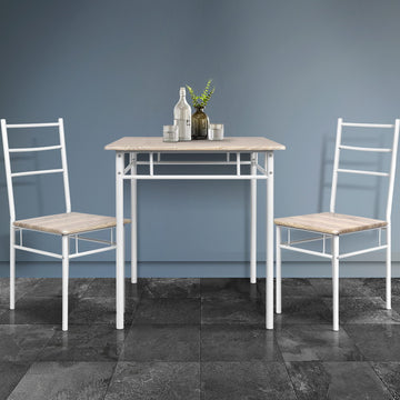 Artiss 3 Piece Oak Dining Table & Chairs Set