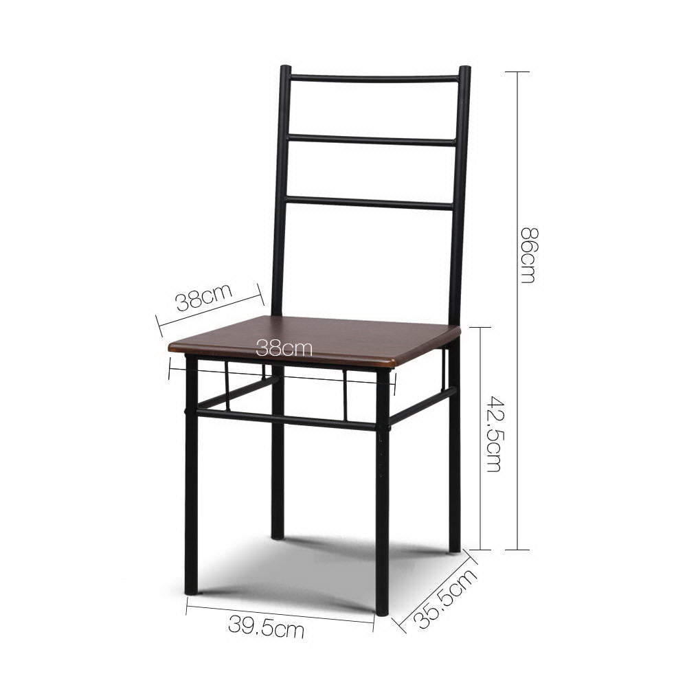 Artiss 3 Piece Walnut Dining Table & Chairs