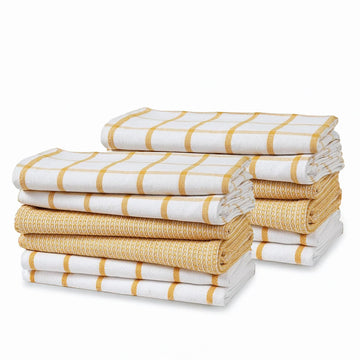 Set of 12 Multiweave Kitchen Towels - Yellow
