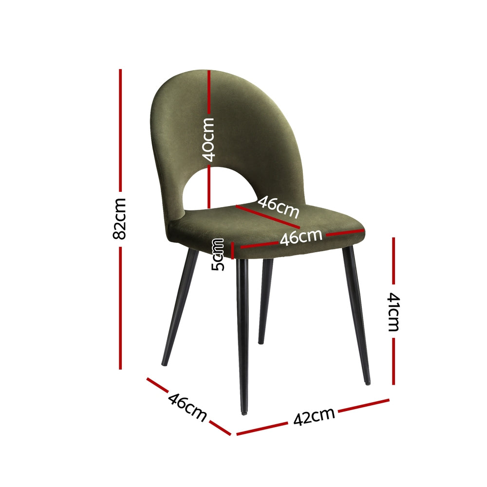Artiss 2-Piece Green Velvet Loren Dining Chairs