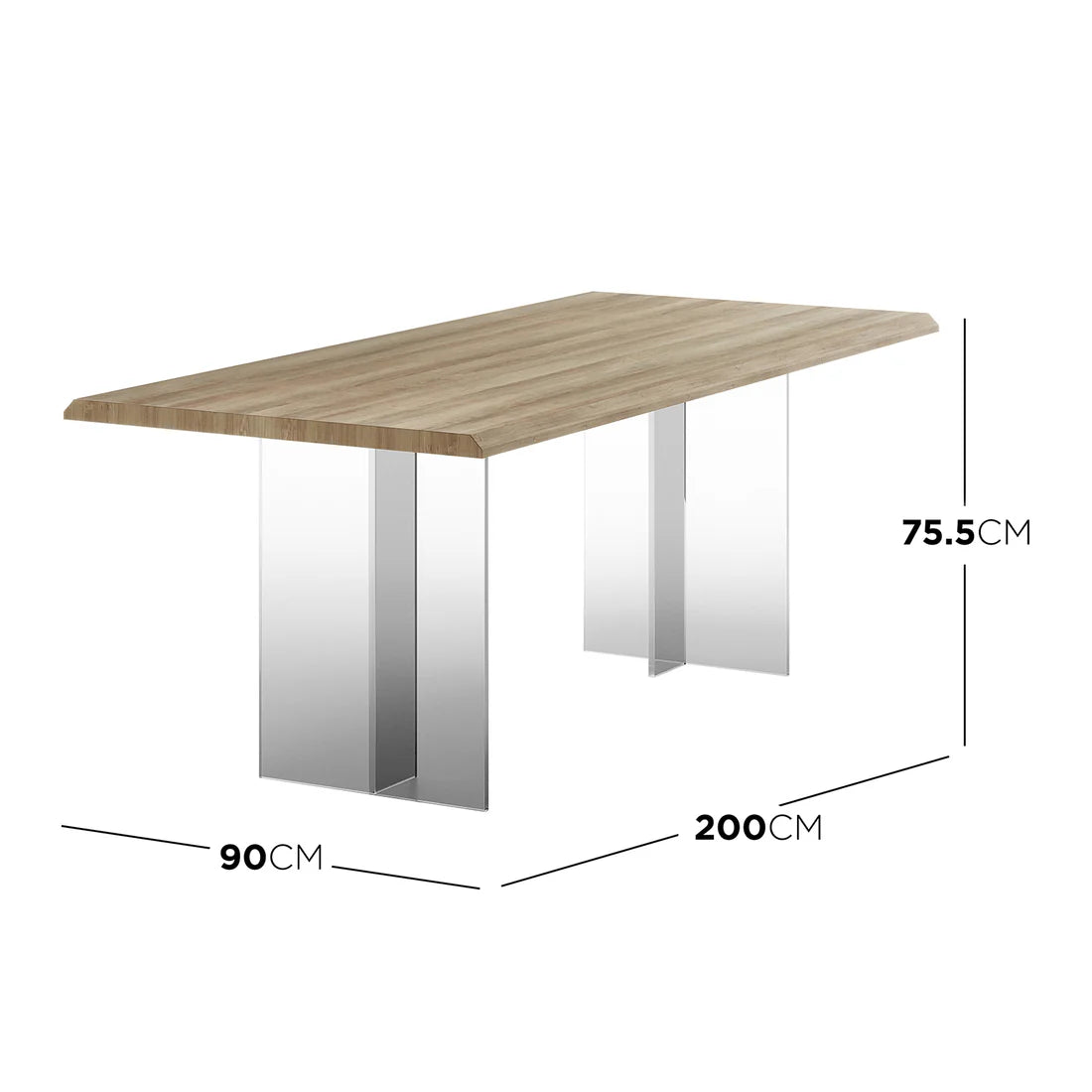 Modern acrylic base dining table natural top