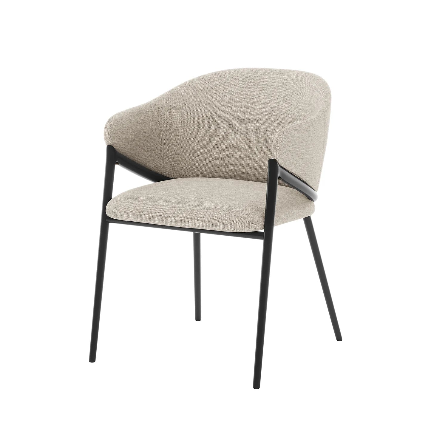 Modern beige fabric dining chairs pair