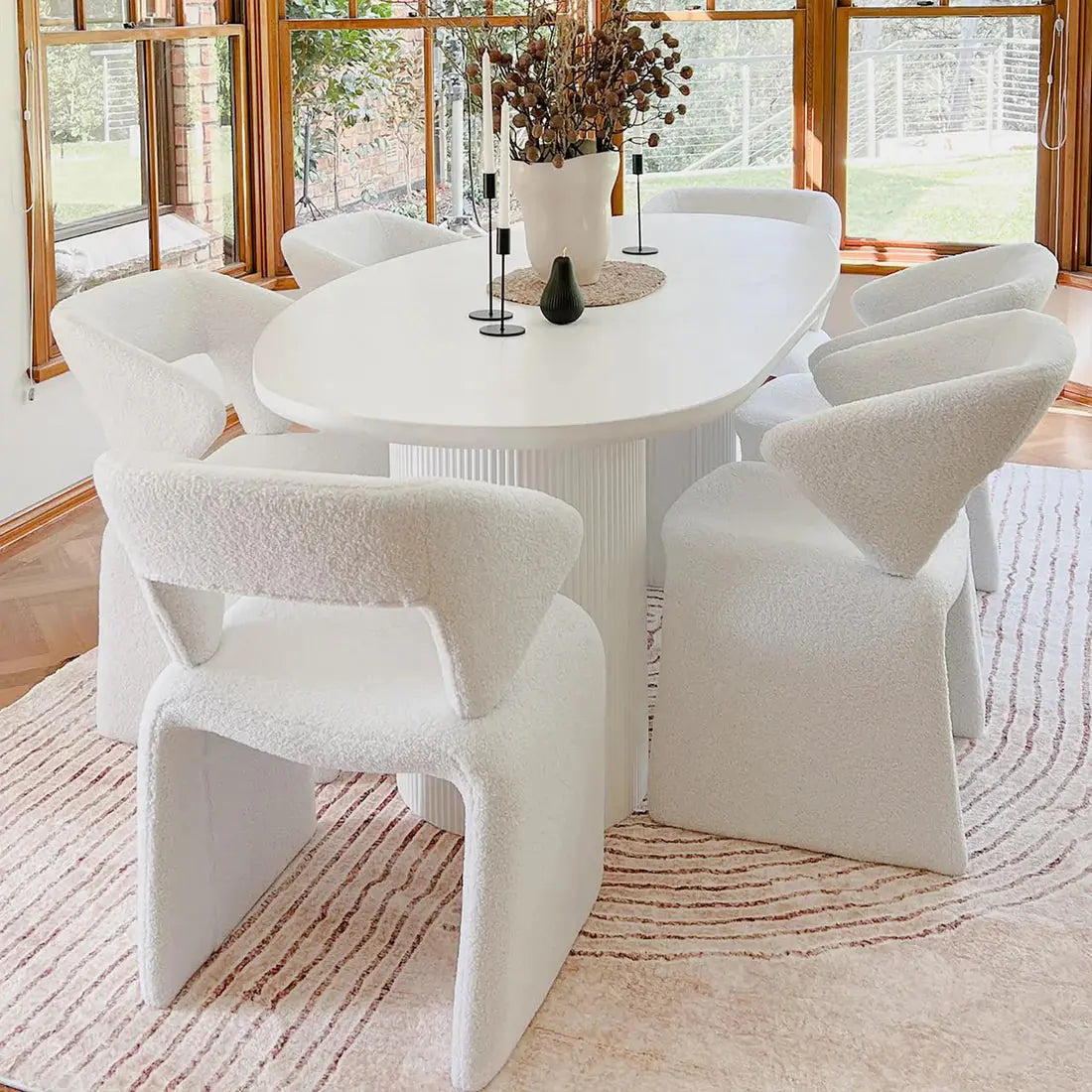 Modern boucle high back chair for Australian homes
