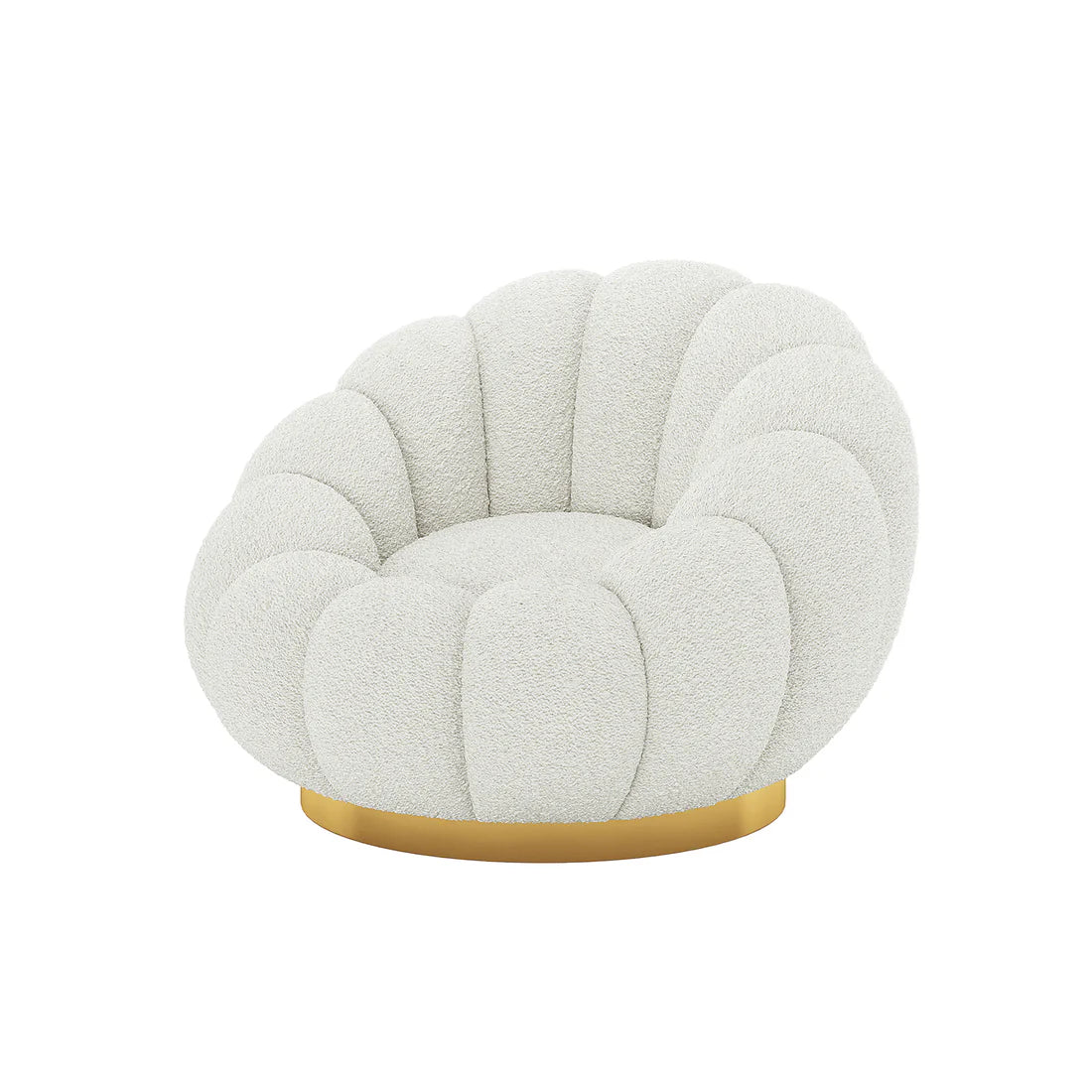Modern boucle swivel chair with gold base