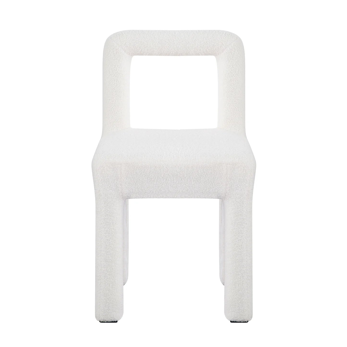 Modern cream boucle dining chair pair
