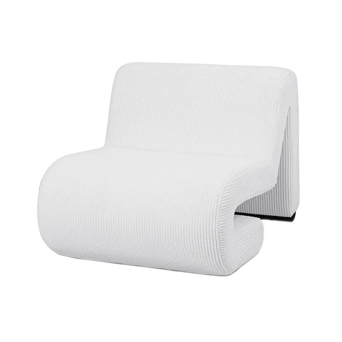 Modern curved accent chair corduroy fabric