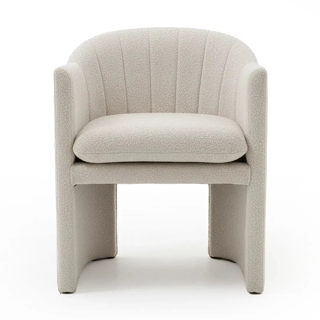 Modern curved bouclé armchair