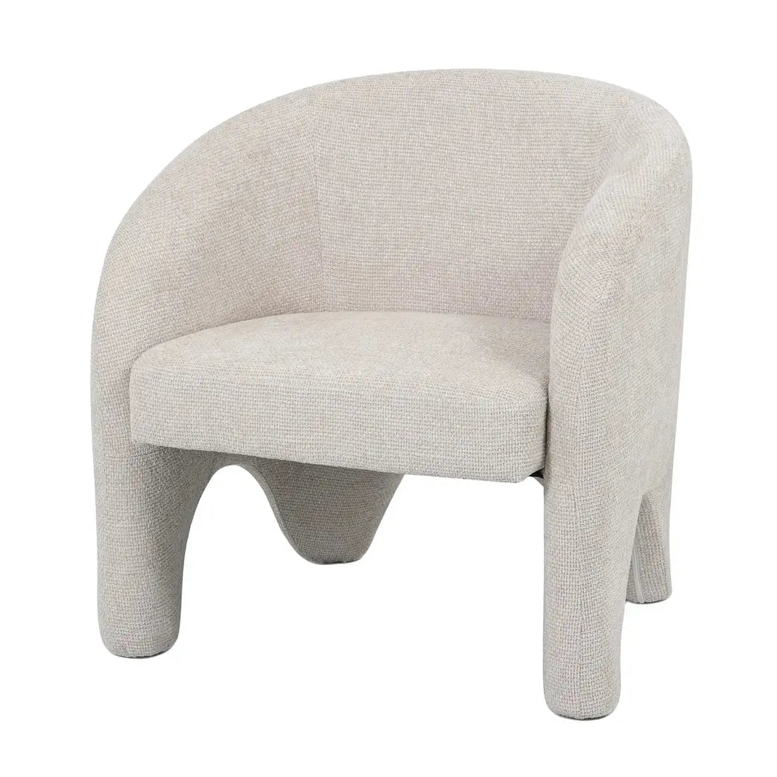 Modern curved lounge chair linen fabric