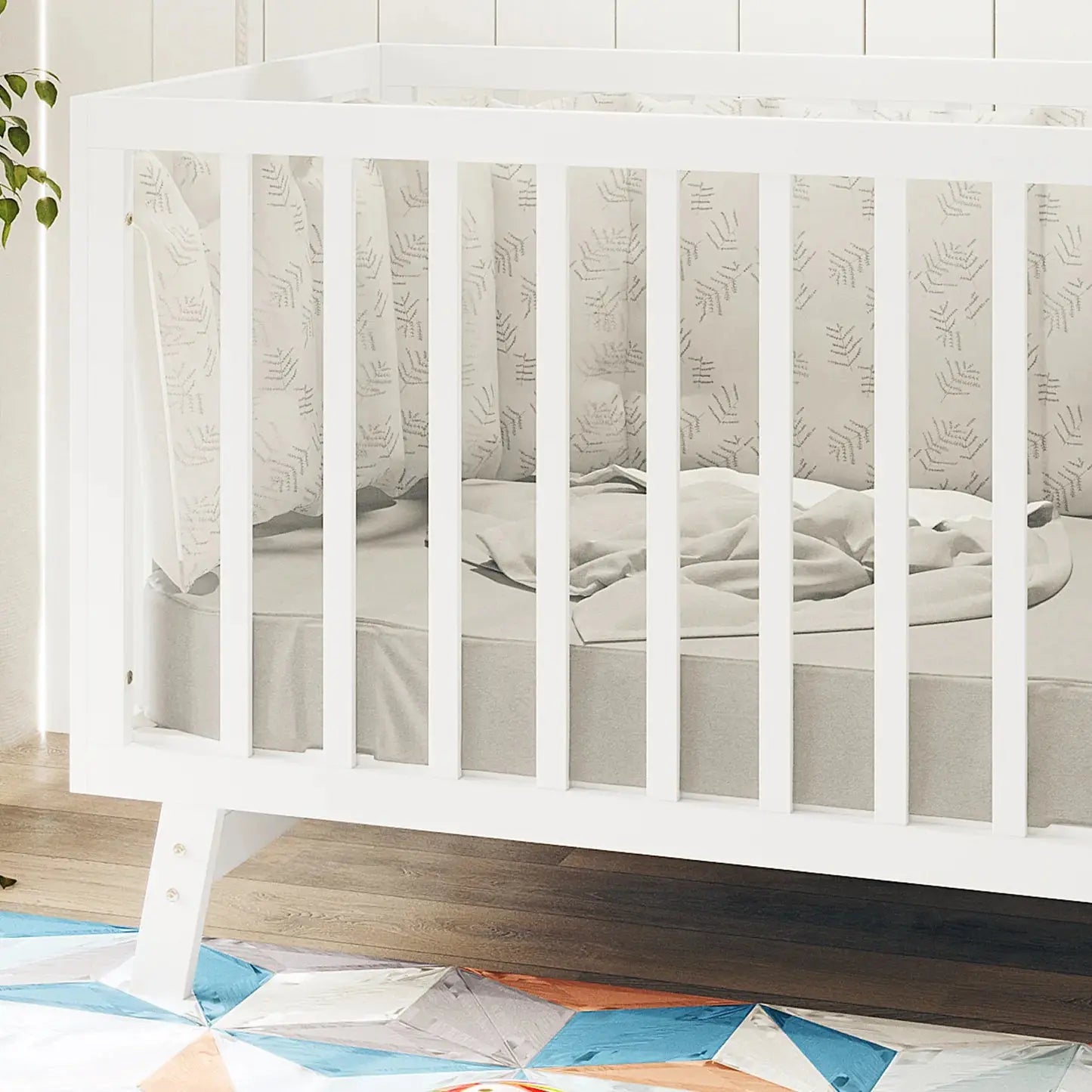Modern nursery baby cot white finish