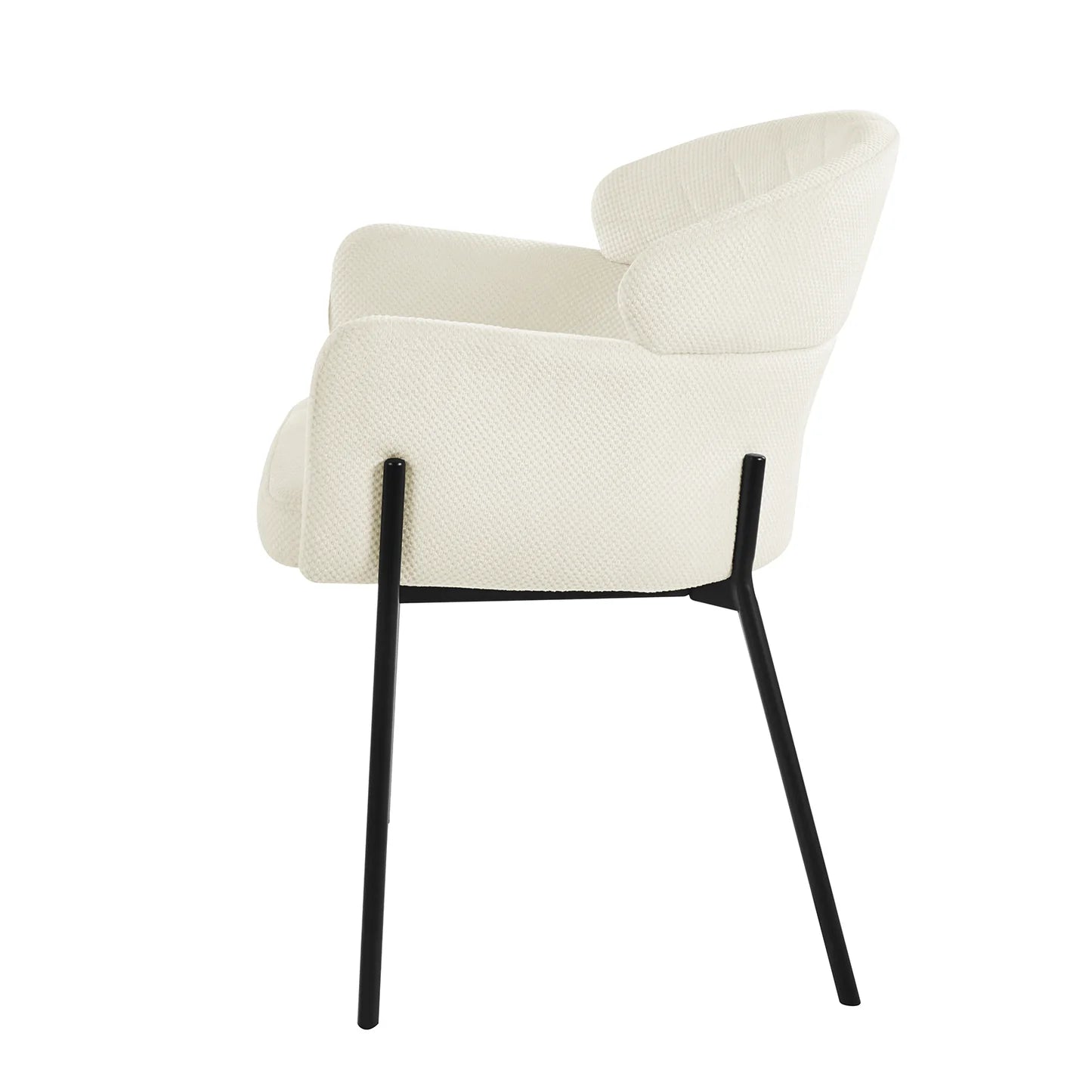 Modern off white dining chairs textured fabric