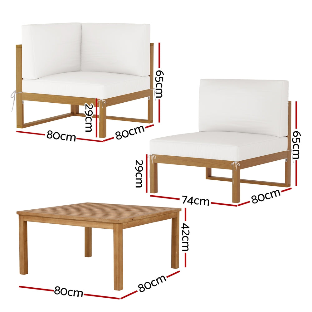 Gardeon 4-Seater Outdoor Sofa Set Wooden Lounge & Coffee Table