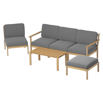 Gardeon 5-Seater Outdoor Sofa Set with Ottoman & Table
