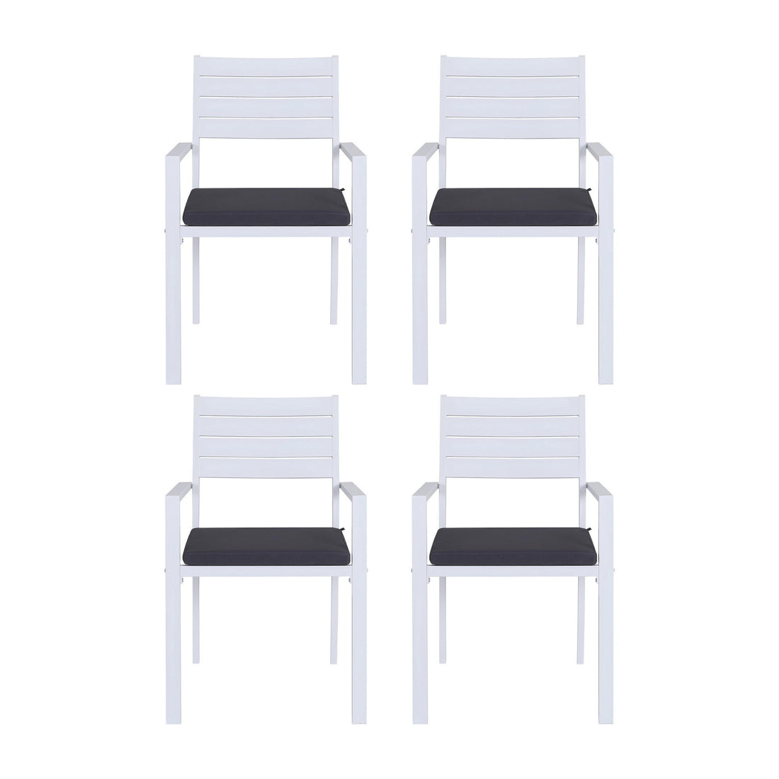 Gardeon 4PC Outdoor Dining Chairs – Stackable Aluminum, White