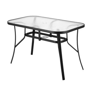 Gardeon 120CM Outdoor Dining Table – Black Steel Frame