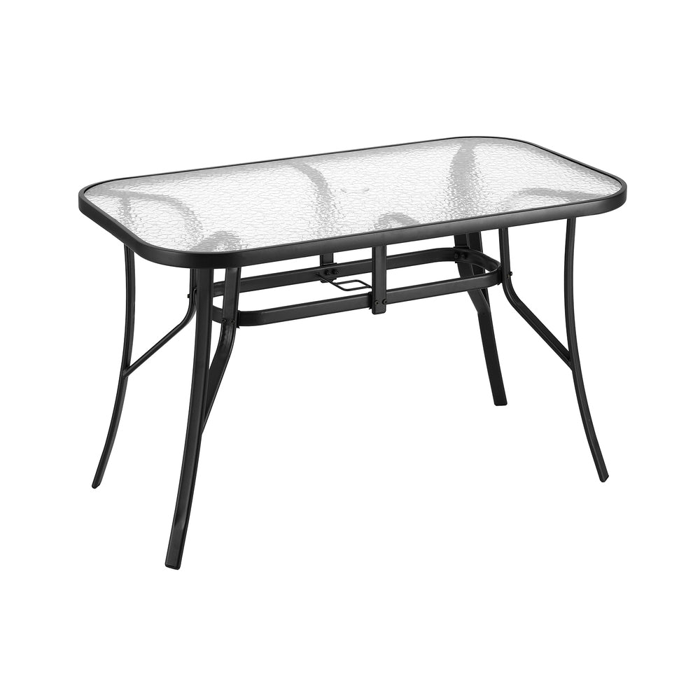 Gardeon 120CM Outdoor Dining Table – Black Steel Frame