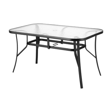 Gardeon 140CM Outdoor Dining Table – Steel Frame, Black