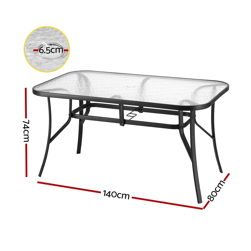Gardeon 140CM Outdoor Dining Table – Steel Frame, Black